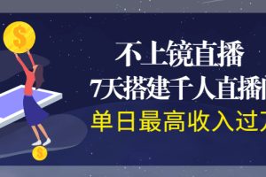 【副业2408期】不上镜直播：7天搭建千人直播间-单日收入过万（视频课程）