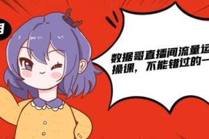 【副业2298期】数据哥直播间流量运营线上实操课，教你玩转直播带货