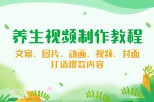 【第8995期】养生视频制作教程，文案、图片、动画、视频、封面，打造爆款内容