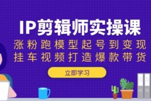【第8888期】IP剪辑师实操课：涨粉跑模型起号到变现，挂车视频打造爆款带货