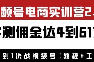 【副业3767】如何通过视频号赚钱:视频号电商实训营2.0,实测佣金达到61W(教程+工具)