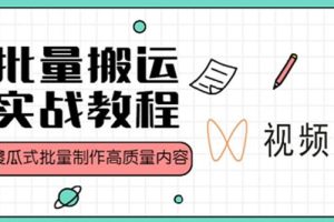 【副业4192期】视频号批量搬运实战赚钱教程：傻瓜式批量制作高质量内容【教程+PPT】