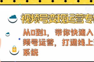 【副业4114期】如何用微信视频号赚钱：视频号+社群+直播，打通视频号变现系统
