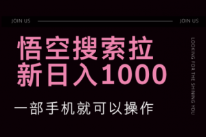 【第8344期】悟空搜索类拉新 蓝海项目 一部手机就可以操作