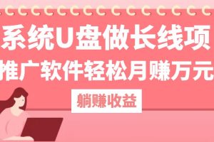 【第8333期】用系统U盘做长线项目，推广软件轻松月赚万元（附制作教程+软件）