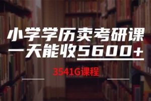 【第8285期】小学学历卖考研课程，一天收5600（附3580G考研合集）