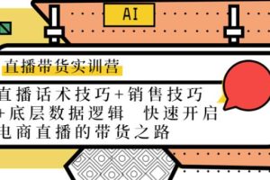 【副业3925】直播带货创业项目实训营：话术技巧+销售技巧+底层数据逻辑