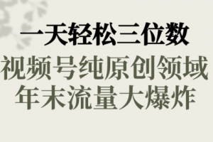 【第6845期】一天轻松三位数视频号纯原创领域视频号分成计划，春节童子送祝福