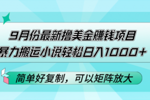 【第8262期】9月份最新撸美金赚钱项目，暴力搬运小说轻松日入1000+