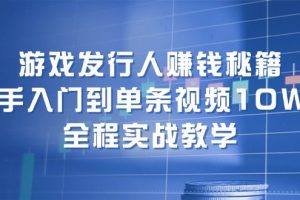 【第8199期】游戏发行人赚钱秘籍：新手入门到单条视频10W+ ，全程实战教学
