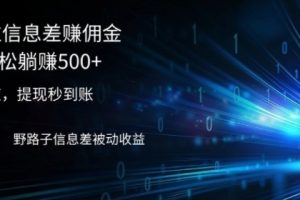 【第8170期】2024通过信息差赚佣金小白轻松躺赚500+