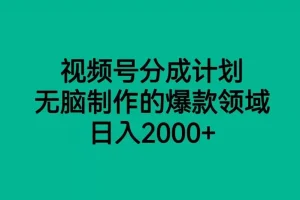 【第6209期】视频号分成计划，无脑制作的爆款领域，日入2000+