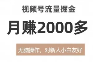 【第6167期】视频号流量掘金，无脑操作，对新人小白友好，月赚2000多
