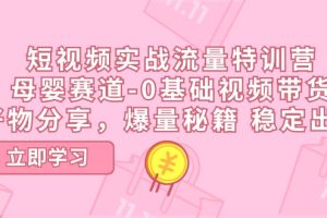 【第7970期】短视频实战流量特训营，母婴赛道-0基础带货