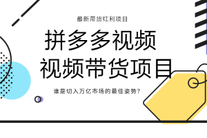 【副业2666期】拼多多视频带货怎么做：拼多多带货赚钱项目教程