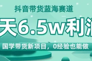 【第6150期】抖音带货蓝海赛道，国学带货新项目，0经验也能做，4天6.5w利润