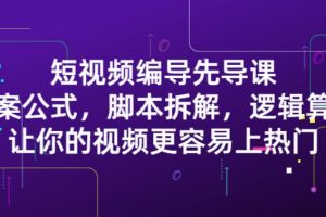 【副业2814期】短视频编导精品课：文案公式，脚本拆解，逻辑算法，上热门