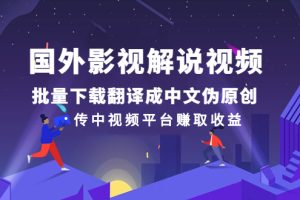 【副业2949期】中视频计划怎么赚钱：国外影视解说视频，批量下载翻译伪原创
