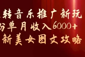 【第5802期】抖音美女账号怎么赚钱：玩转音乐推广新玩法，0粉单月收入6000+，最新美女图文攻略