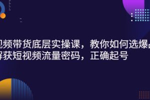 【副业3092期】短视频带货教程：教你实操短视频起号、选爆品、玩转短视频流量