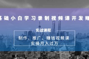 【副业1983期】0基础小白学习录制视频课开发赚钱：制作、推广、赚钱视频课 实操月入过万