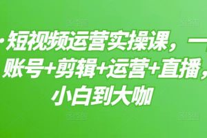 【副业3443期】短视频运营培训实操：一部手机，账号+剪辑+运营+直播（全套视频）