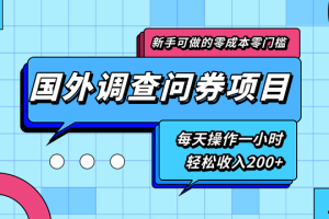 【副业2228期】国外调查问券副业项目，稳定可靠