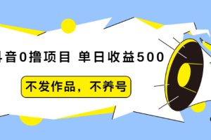 【副业2472期】抖音副业项目：单日收益500，不发作品，不养号【5节课程】