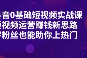 【副业2439期】抖音0基础玩转短视频实战课：短视频运营赚钱新思路
