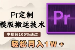【第6816期】最新Pr定制模版搬运技术,中视频100%通过