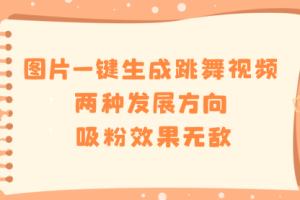 【第6784期】图片一键生成跳舞视频，两种发展方向，吸粉效果无敌