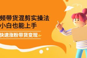 【副业3855】短视频带货怎么做：小白快速涨粉带货变现，短视频带货混剪实操法