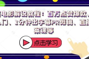【第5117期】影视解说怎么做：影视解说全套，百万爆款、配音入门、字幕PR剪辑、文案课等