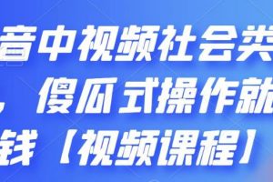 【副业2651期】抖音中视频计划：社会类玩法，傻瓜式操作副业赚钱【视频课程】