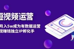 【副业4195期】短视频怎么赚钱：从0到月入5w短视频自然流变现赚钱独立IP孵化教程