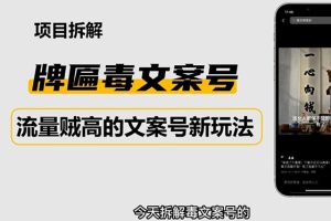 【副业4157期】文案号怎么赚钱：2023抖音快手毒文案牌匾文案号，起号快易变现玩法