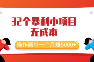 【副业2505期】2021最新32个副业项目：无成本、操作简单一个月赚5000+