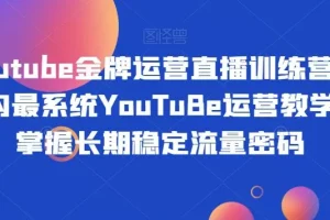 【第6255期】Youtube金牌运营训练营，国内最系统YouTuBe运营教学，掌握长期稳定流量密码