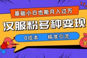 【第6117期】一部手机精准引流汉服粉，0成本多种变现方式，小白月入过万（附素材+工具）