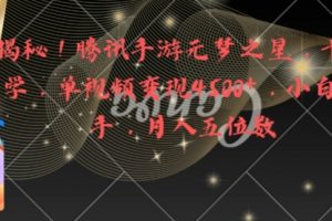 【第6921期】腾讯手游元梦之星，十分钟顶尖教学，单视频变现4500+月入5位数