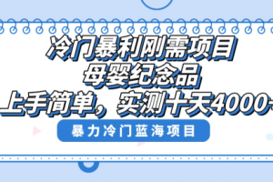 【第6911期】冷门暴利刚需项目，母婴纪念品赛道，实测十天搞了4000+