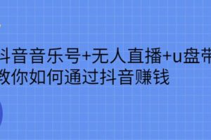 【副业2776期】抖音音乐号副业项目：无人直播+u盘带货，教你如何通过抖音赚钱