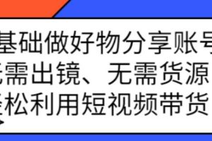 【副业2813期】好物分享怎么赚钱：0基础做好物分享：无需出镜、无需货源