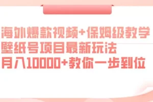 【第5743期】壁纸号怎么赚钱：海外爆款视频+保姆级教学，壁纸号项目最新玩法，月入10000+