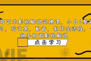 【第5321期】影视解说怎么做：小白0基础影视解说实操课，写文案，配音，制作全流程，一部手机做影视解说