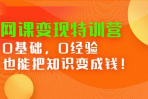 【副业2839期】网课赚钱术:0基础0经验网课变现特训营,把知识变成钱!