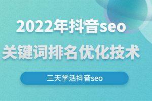 【副业3018期】抖音怎么做推广赚钱：2022年抖音seo关键词排名优化技术，三天玩转抖音seo