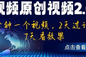 【第5421期】中视频原创视频怎么做：中视频原创视频2.0，3分钟一个视频，2天过计划，7天看效果