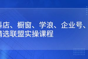 【副业3055期】抖音全套课程：抖店、橱窗、学浪、企业号、精选联盟实操视频