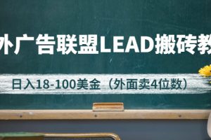 【副业3030期】国外广告联盟赚钱教程：卖4位数的LEAD搬砖教程，日入18-100美金（教程+软件）